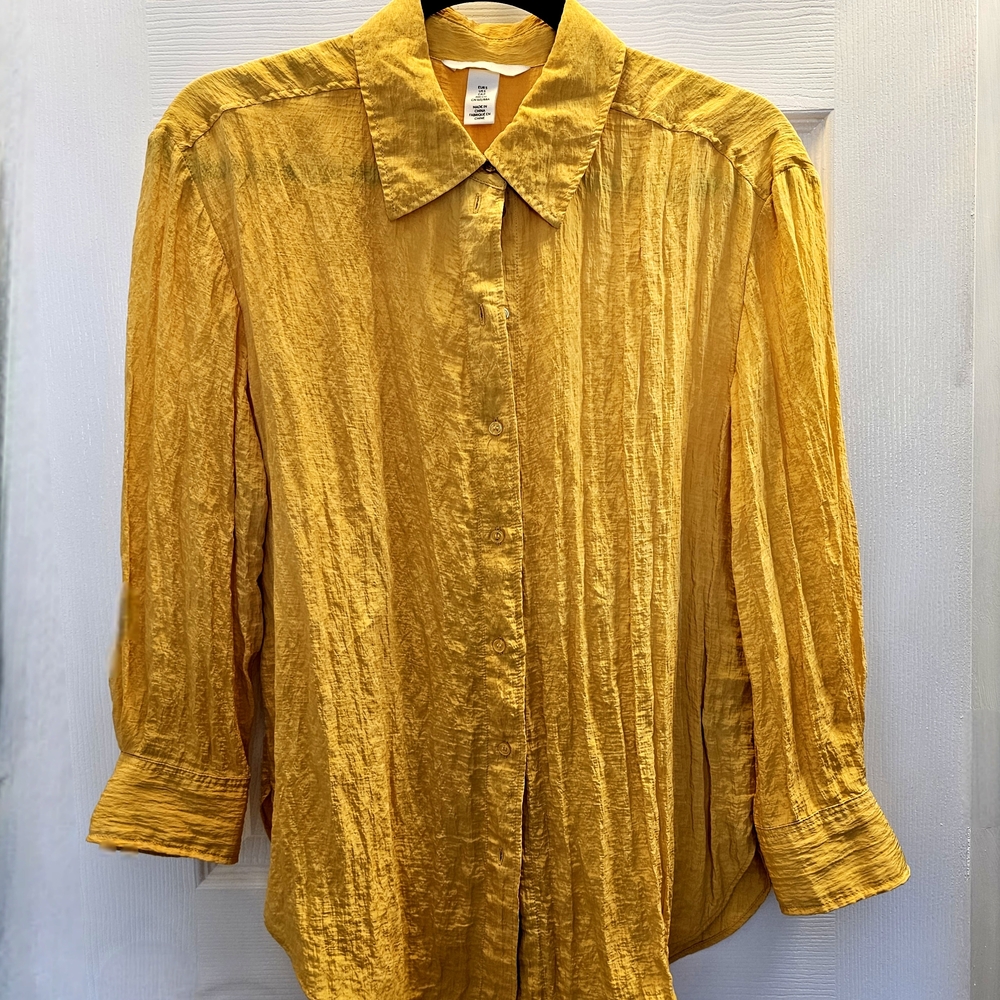 H&M Sunny Yellow Textured Shirt